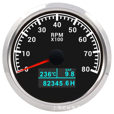 automobile instrument — 7-color backlight - 8000rpm-silver-edge-black-base