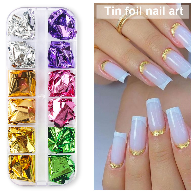 Nail Art Color Foil Paper 12 Box Storage Box Thin Gold Foil Tin Foil Fragments Nail Stickers Nail Art Jewelry DIY Nail Art Color Foil Paper 12 Box Storage Box Thin Gold Foil Tin Foil Fragments Nail Stickers Nail Art Jewelry DIY