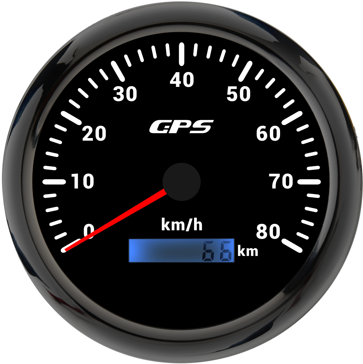 110mm Odometer KM/H | Motuoche automobile instrument - black-bezel-black-face-80kmh