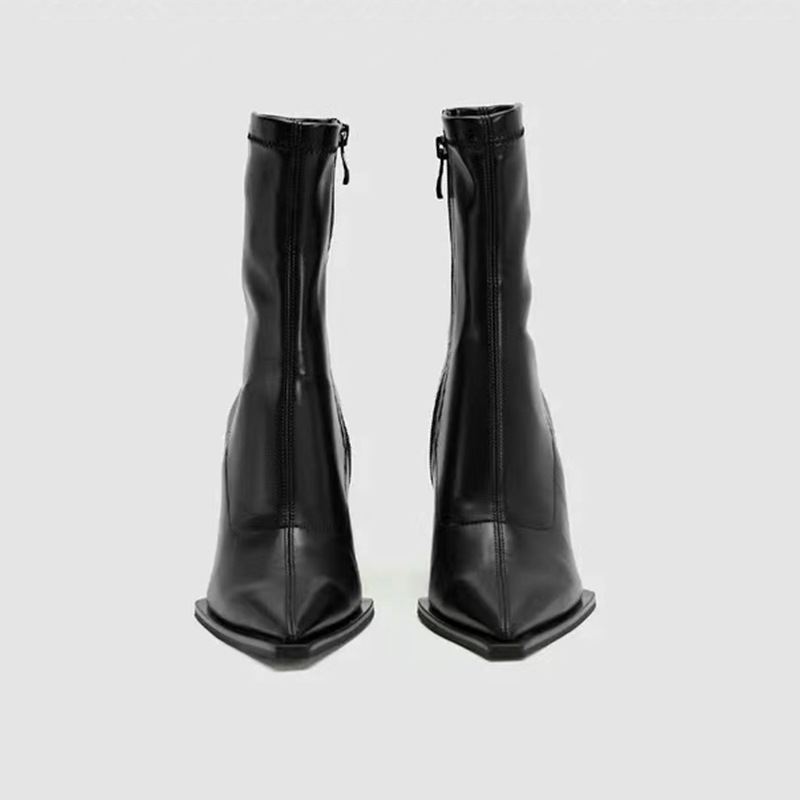 Genuine Leather Pointed Toe Wedge Over The Knee Boots Versatile_voghion.com