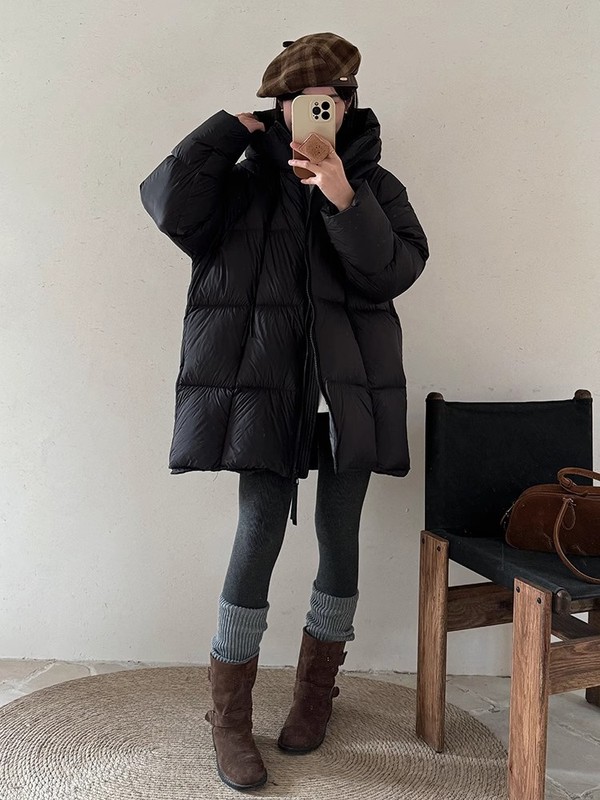 云朵羽绒棉服女连帽2025新款中长款加厚小个子棉袄面包服棉衣外套|undefined