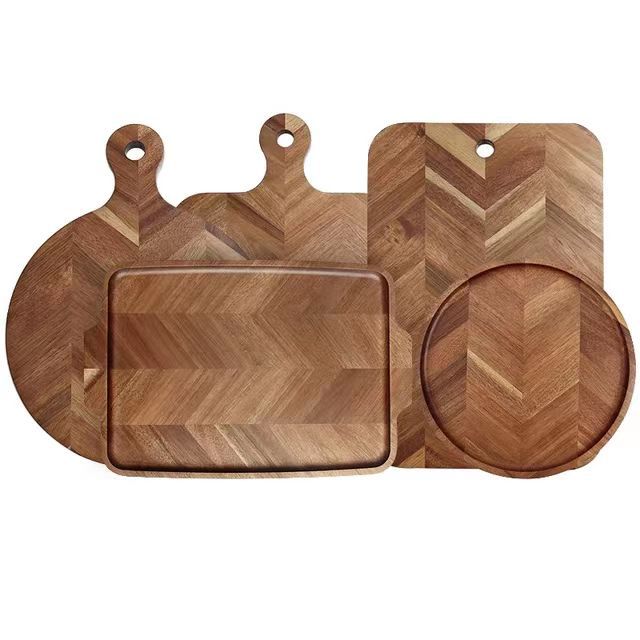 Tablero de corte de madera de acacia importada transfronteriza de Amazon Hogar Tablero de corte de grano de Espina de madera maciza engrosada tabla de corte de fruta de madera maciza