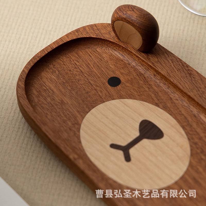 Oso creativo gafas bandeja de madera maciza artículos diversos clave de escritorio bandeja decorativa gafas de sol de dibujos animados bandeja de almacenamiento regalo de cumpleaños