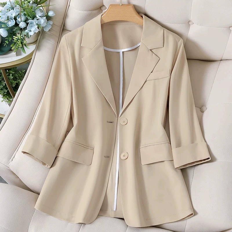 Хаки пиджак женский летний тонкий весной и осенью