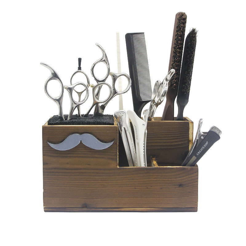 storage box base Wooden box Shaving brush Razor scissors socket Hairdressing tool Stylist storage box