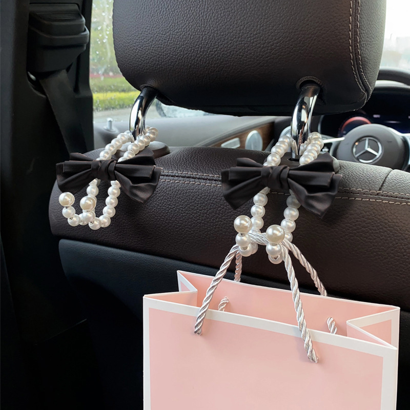 Gancho de lazo de perla para coche Gancho trasero del asiento delantero para coche Gancho pequeño multifuncional para coche
