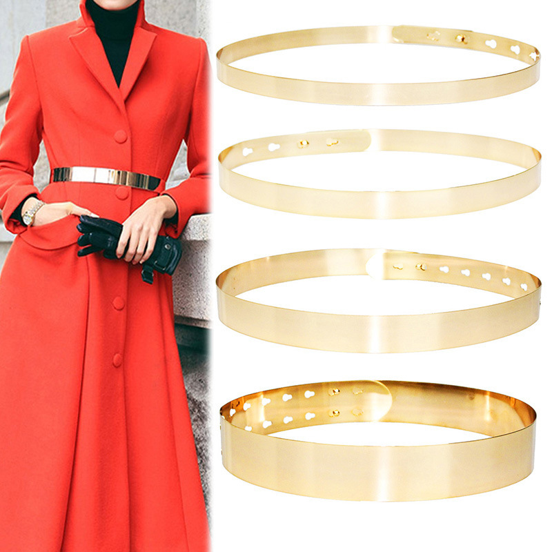 Wholesale European and American personality all-metal belt ladies decorative matching skirt coat fashion Joker iron mirror belt