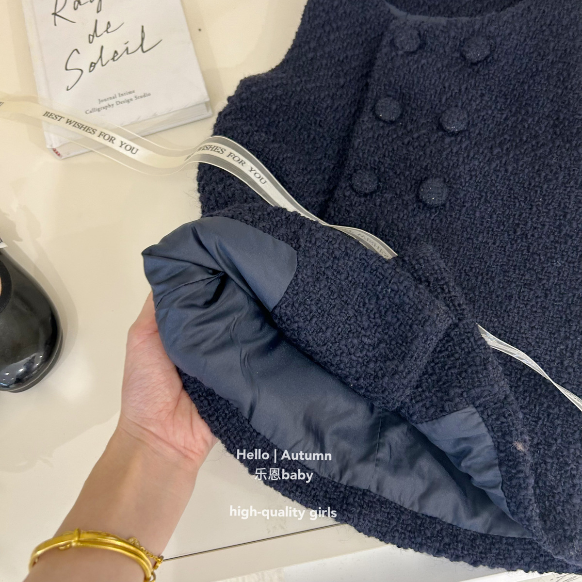 [Ropa infantil de Leen] ropa de Año Nuevo de invierno de niñas, vestido azul pequeño chaleco de viento fragante, vestido de princesa coreana elegante