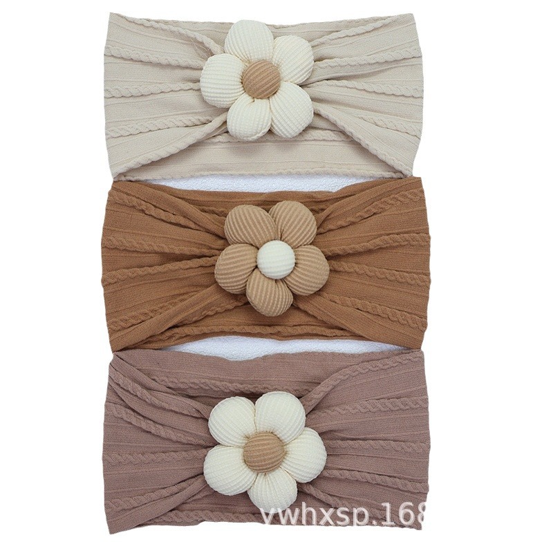 Diadema elástica para bebés, flor de cinco pétalos, accesorio suave para recién nacidas