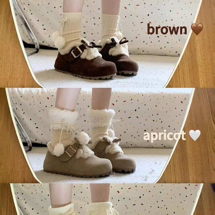 All-Inclusive Soft-Soled Birkenstock Shoes for Women 2025 New Winter Fleece-Lined Snow Boots Retro Birkenstock Single Shoes Warm Cotton Shoes