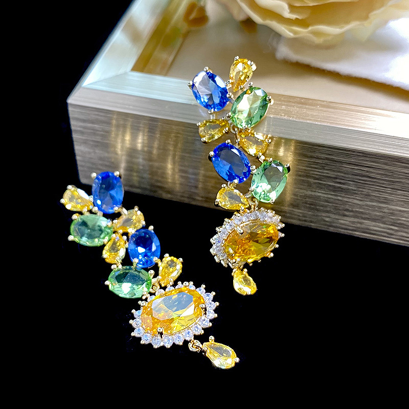 1 Paire Glamour Les Gouttelettes D'eau Incruster Le Cuivre Zircon Boucles D'oreilles display picture 5