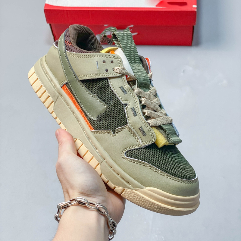 Pure Original Dunk Jumbo Olive Green Low-Top Sneakers for Men and Women, Simple and Comfortable American Retro Sports Shoes