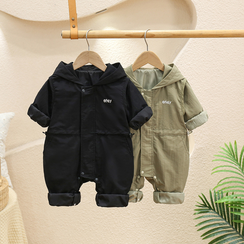 Baby Jumpsuit spring and autumn one-year-old baby boys' jacket fashionable Korean style workwear romper