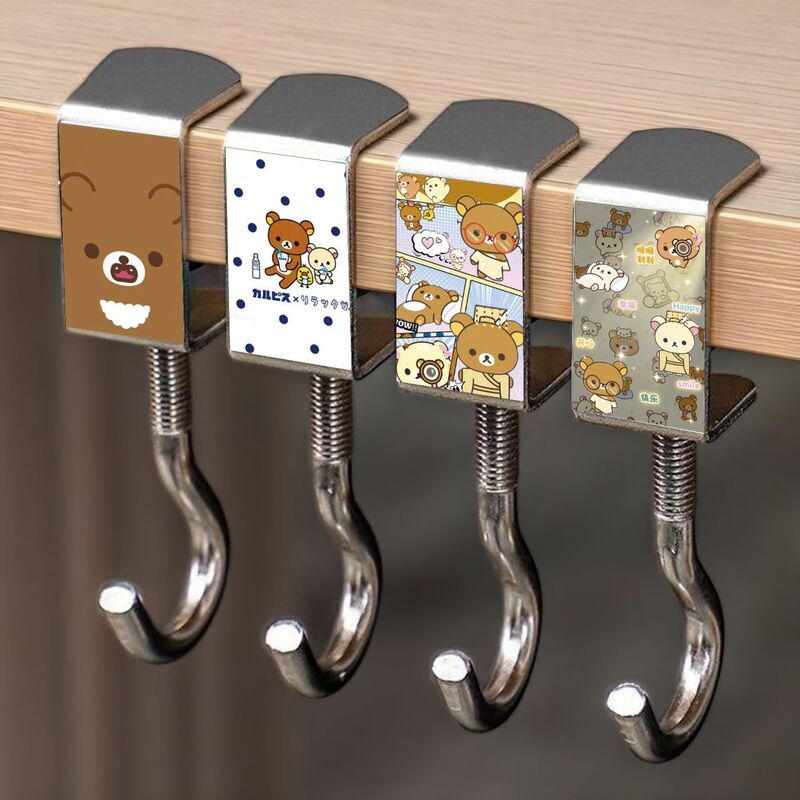 Rilakkuma cartoon cute desk detachable hook, no-drill hook, student spiral backpack load-bearing hook Rilakkuma cartoon cute desk detachable hook, no-drill hook, student spiral backpack load-bearing hook