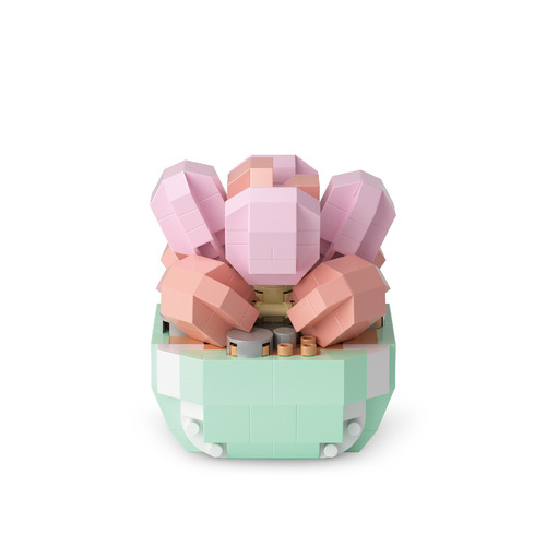 Simulation plant succulent potted micro-particle building blocks assembled toys girl healing desktop ornaments cross-border wholesale