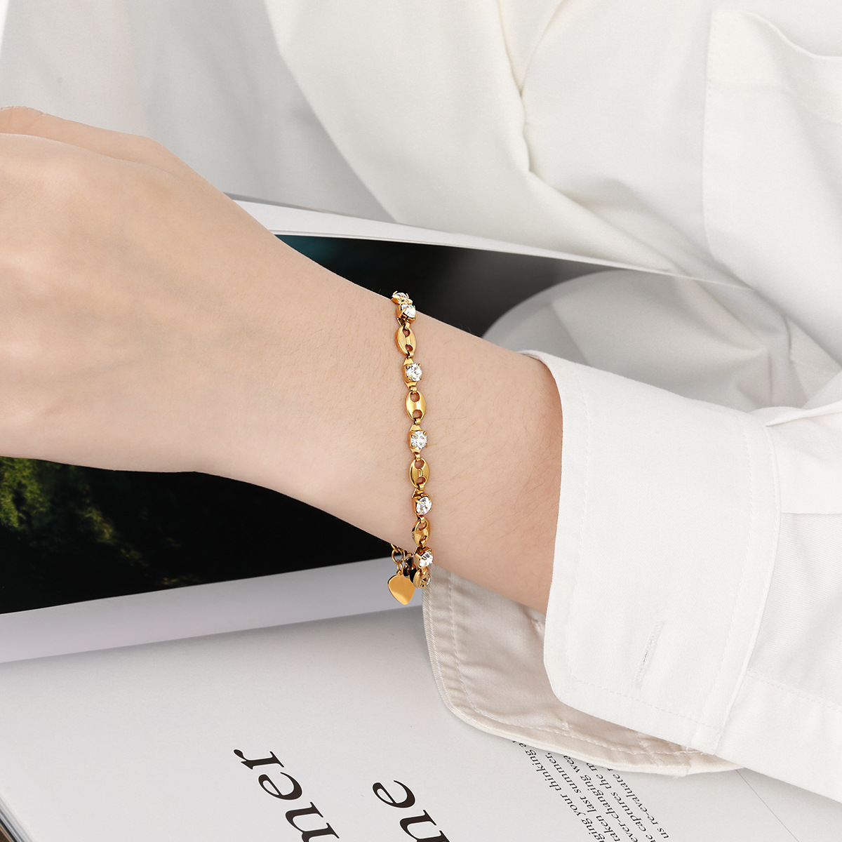 SL0071/골드+화이트 지르코니아