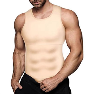 Amazon popular solid color vest plus size tights men's body shaping high elastic corset belly contracting sleeveless corset