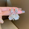 Silver needle, fresh earrings from pearl, flowered, city style, simple and elegant design, wholesale