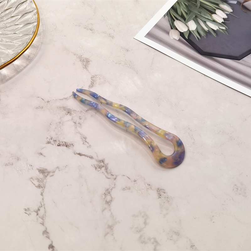 Corea del Sur acetato en forma de U giro horquilla adulto simple elegante palillos hacia fuera decoración pelo accesorios bola cabeza updo