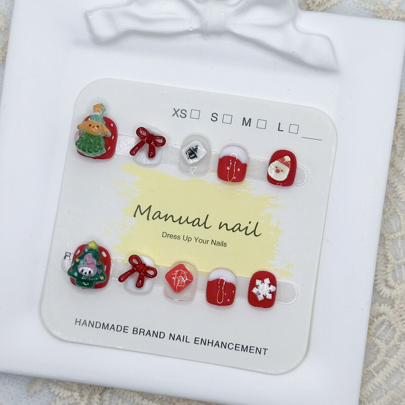 2026 New Year Gifts for Children: Short Nail Stickers with Christmas Tree and Bow Designs, a Top Choice for Kids' Nail Art at Stalls 2026 New Year Gifts for Children: Short Nail Stickers with Christmas Tree and Bow Designs, a Top Choice for Kids' Nail Art at Stalls