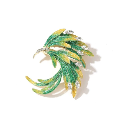 Chinese-Style Retro Enamel Brooch Yaxa sancaqları - phoenix-feather-green