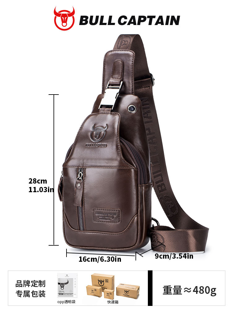 Bolso de Piel Auténtica para Hombre, Estilo Bandolera, Casual, para iPad y Tablet, de Primera Capa de Cuero Vacuno, Marca Captain Niu, Productos de Cuero de Guangzhou