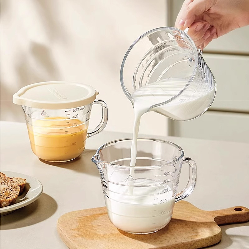 Glass Sealed Jar with Lid Kitchen Microwave Refrigerator Refrigerated Bowl Baking Cooking Breakfast Steamed Egg Universal Cup