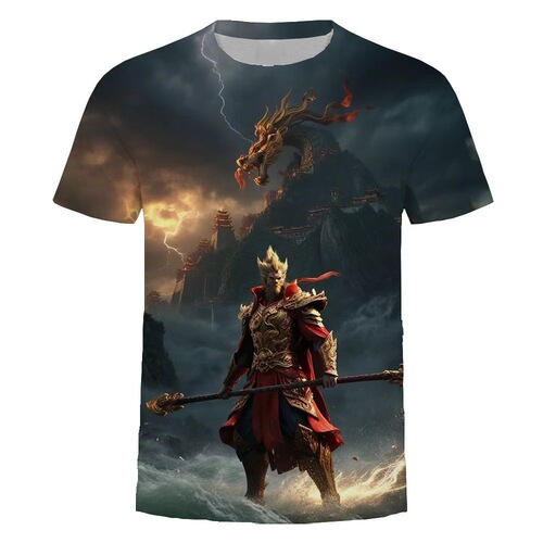 Black Myth Wukong Game Summer Loose American Style Men's 3D T-Shirt