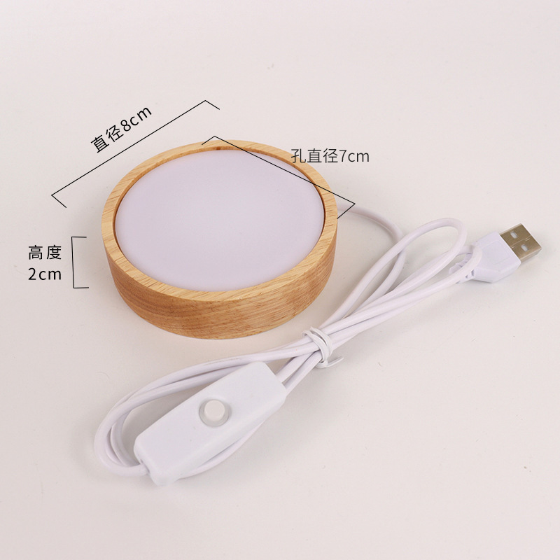 円形水晶球拡散板小夜灯台木正方形ledランプ台座香薫発光台座|undefined