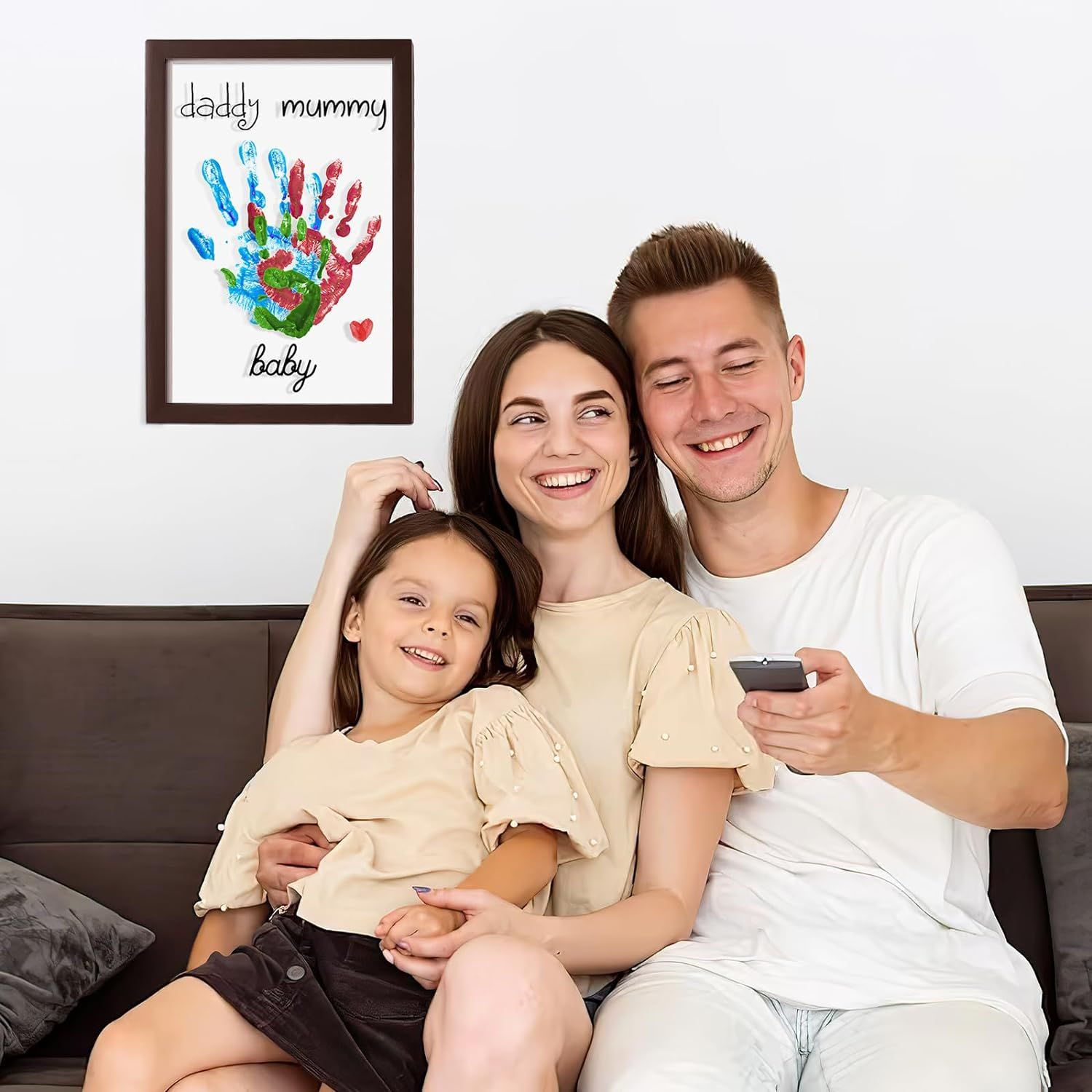 Marco de fotos de bricolaje, marco conmemorativo de impresión a mano, marco de fotos hecho a mano, mesa de escritorio