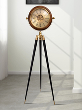 美式复古客厅落地钟欧式三脚齿轮立钟家居豪华个性轻奢机械台钟表
