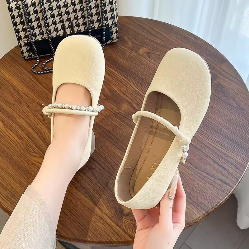 Zapatos franceses de cuero suave con falda zapatos de mujer primavera y verano 2026 nuevos zapatos de Mary Jane con zapatos planos