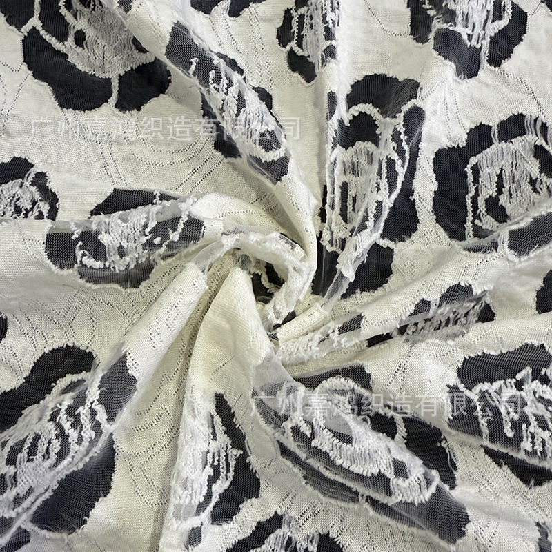 Primavera y verano agujeros jacquard tela de punto tulle suave falda abrigo cardigan tela de moda casual de mujer