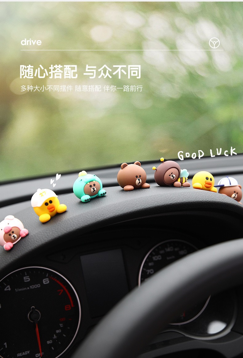 Brown Bear Car Interior High-End Luxury Cartoon Decoration Ornaments Car Accessories Wholesale