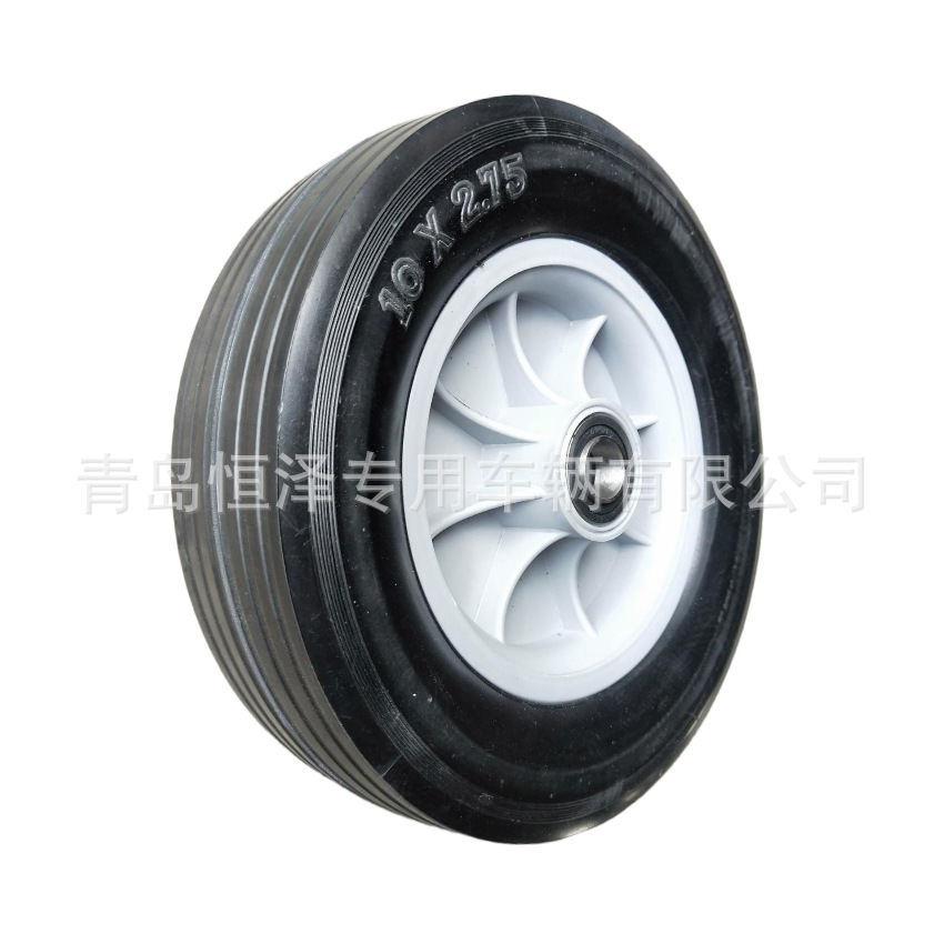 10寸10x2.75橡胶实心轮物流车工具车实心橡胶轮子  清洗机黑胶轮