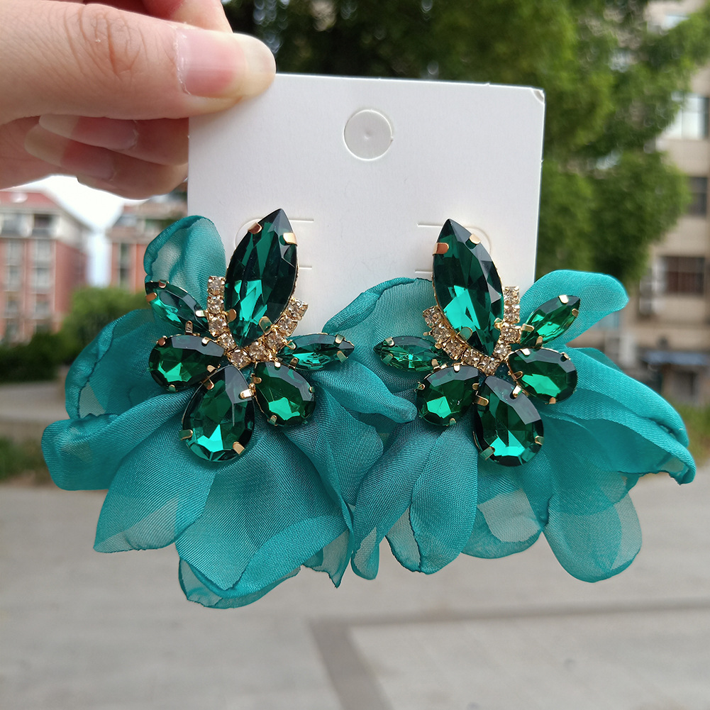 Fashion Style Fashion Flower Alloy Inlay Rhinestones Drop Earrings 1 Pair