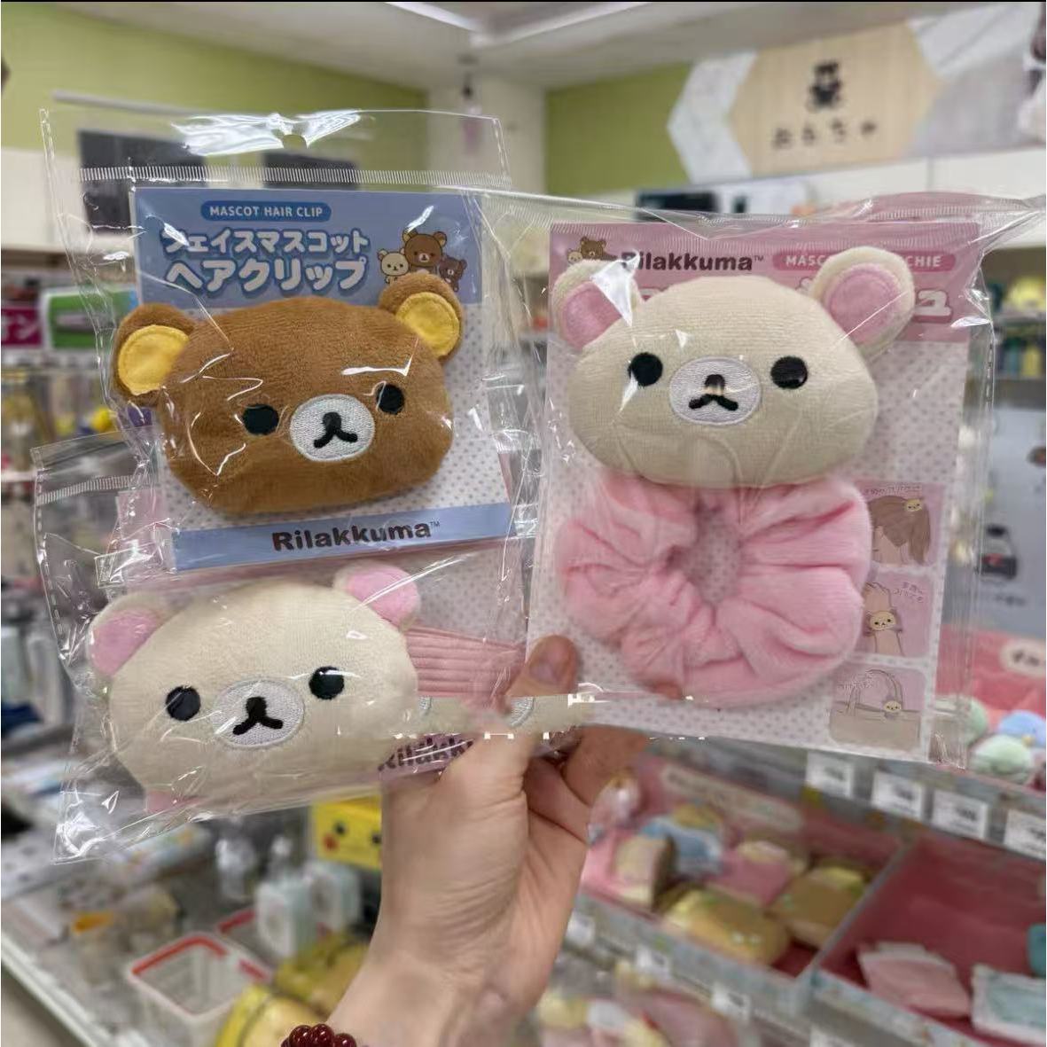 日本新款秋冬sanx轻松熊发夹发绳发饰发圈毛绒发夹熊哥熊妹