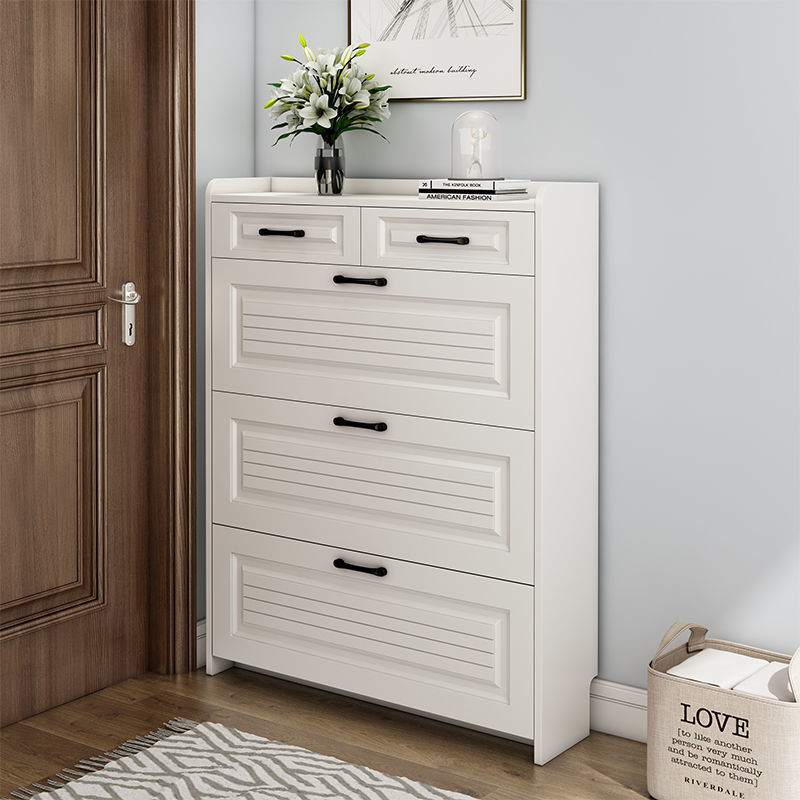 Nordic Ultra-Thin Tipping Bucket Shoe Cabinet Doorway Household Simple Modern Large-Capacity Storage Entrance Cabinet Space-Saving White Shoe Rack