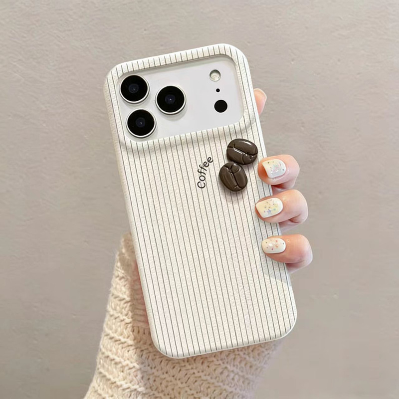 Simple Leather Texture 3D Coffee Bean Design Case for Apple 17 Pro Max with Lanyard, Suitable for 13/15, Shockproof Simple Leather Texture 3D Coffee Bean Design Case for Apple 17 Pro Max with Lanyard, Suitable for 13/15, Shockproof