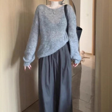 毛衣女秋季2025新款慵懒风镂空透视宽松软糯长袖针织衫罩衫外穿