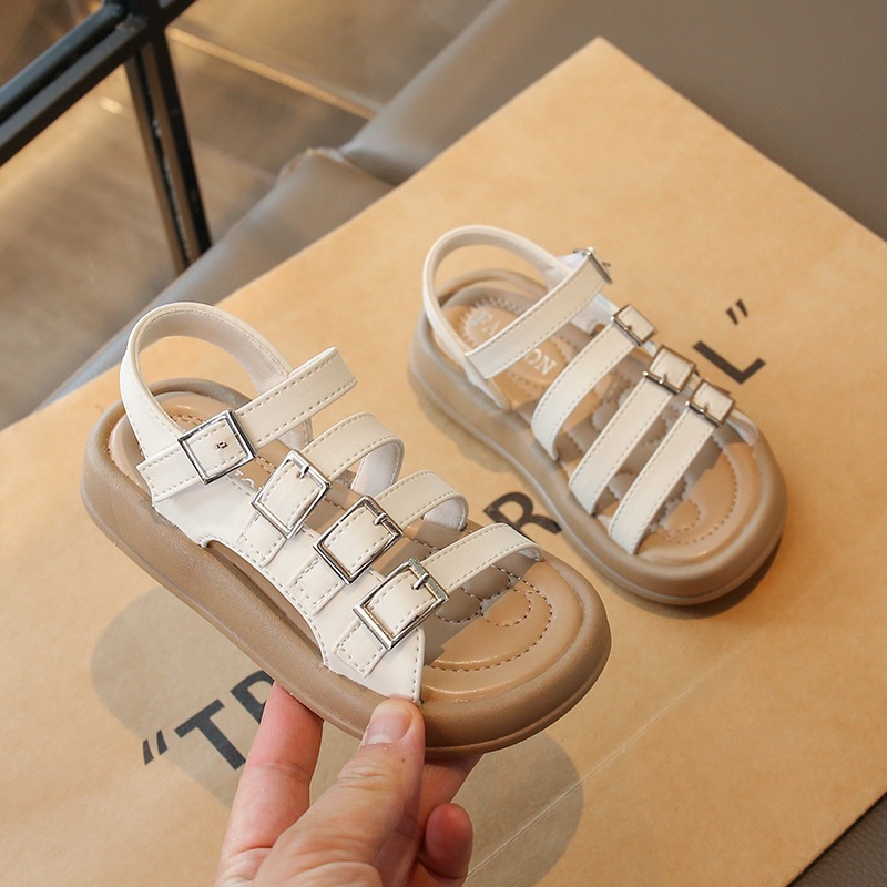 Gladiatorensandalen für Mädchen, Sommer 2024, weiche Sohle, Strandsandalen mit Knöchelriemen für größere Kinder und Teenager_voghion.com
