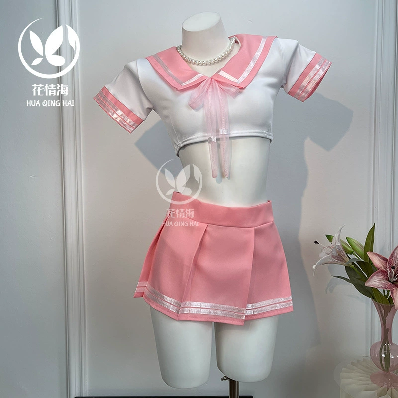 Floral Sea Sexy Lingerie Pure Desire Style Tight-Fitting Pure Role-Playing Student Uniform Pleated Short Skirt Set A034
