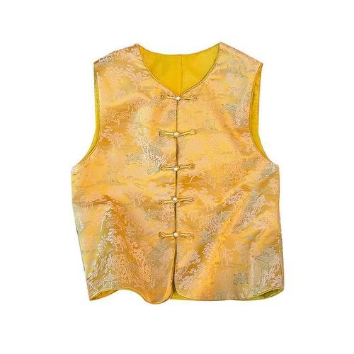 2025 High-End New Chinese Style National Wind Buttoned Lace Sleeveless Vests Women Spring Fashion Loose Tangzhuang Top