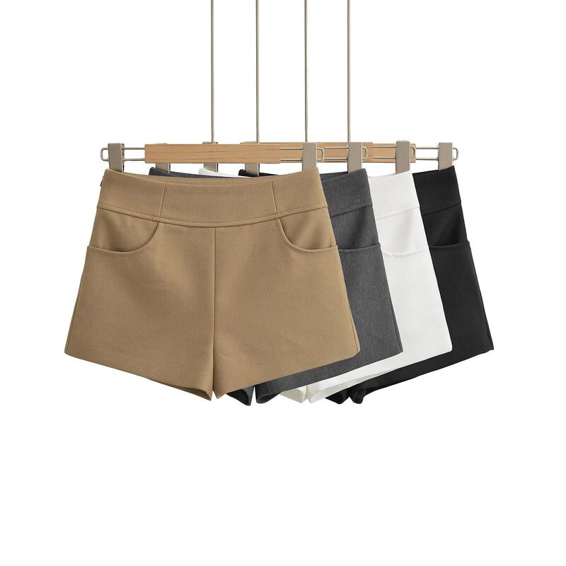 Good Quality High Waist Stitching Tight Waist Hip Boxer Shorts European and American Style Spring and Summer Women's OL Commuter Casual Shorts