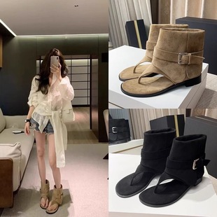 Fashion Thong Sandals Slip-On Boots 2025 Summer New Casual Versatile Round-Toe Personality Herringbone Roman Sandals