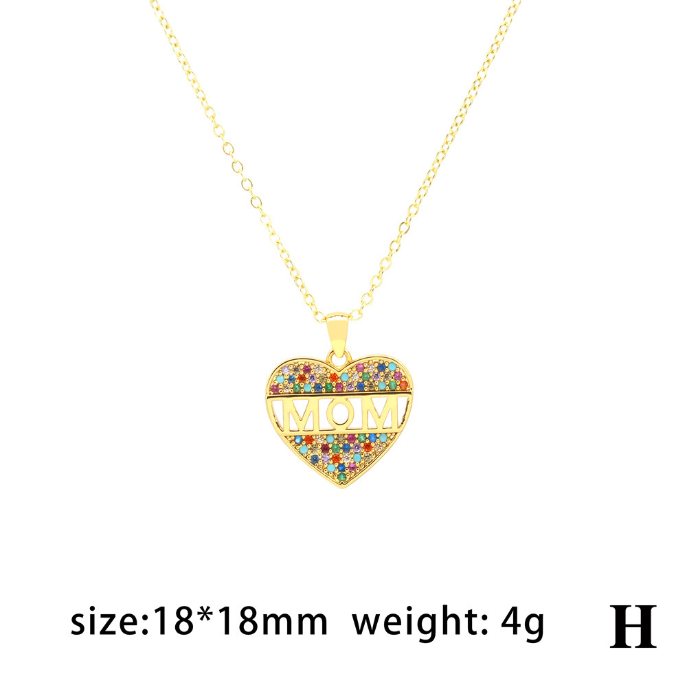 Casual Simple Style Letter Heart Shape Copper Plating Zircon Pendant Necklace 1 Piece display picture 12