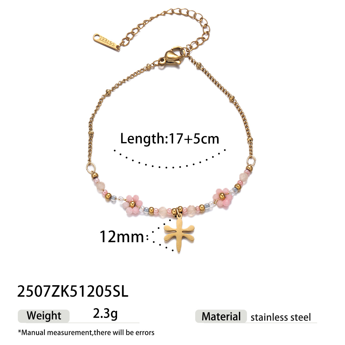 TENA Europa y América pulsera de acero inoxidable lujo ligero nicho flores mariposa colgante pulsera de acero de aluminio joyas de mano calientes transfronterizas