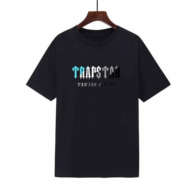 Новая летняя футболка из чистого хлопка европейского размера, новая летняя футболка Trapstar с простым буквенным принтом и короткими рукавами для мужчин и женщин в одном стиле