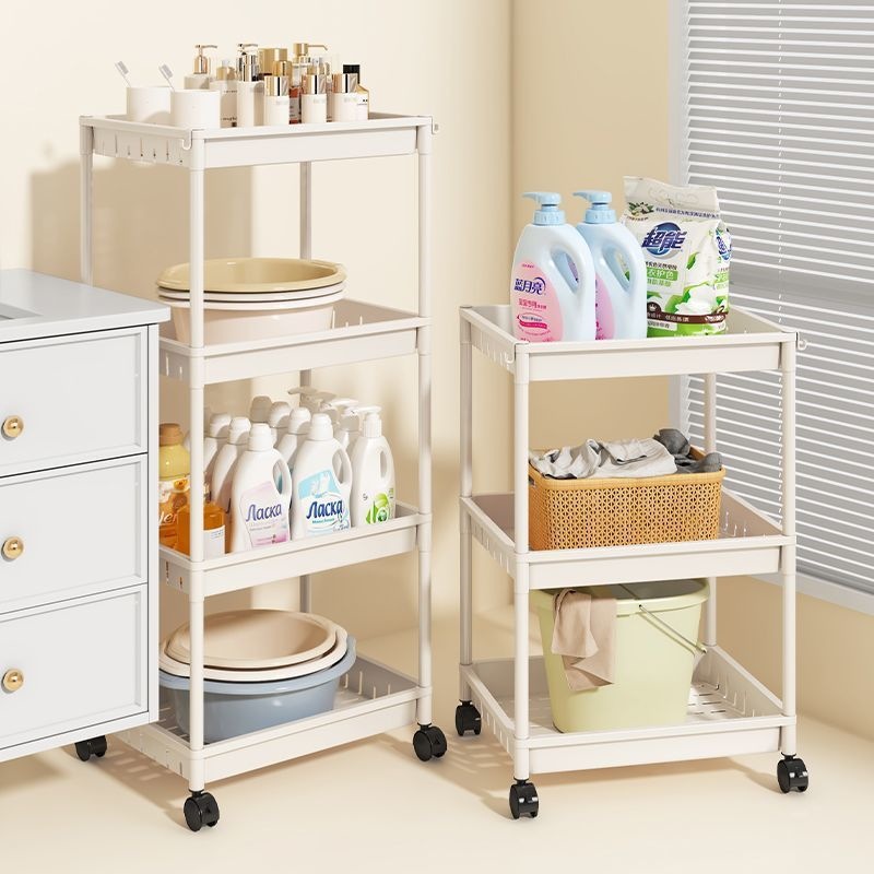 Bathroom Storage Rack Small Cart, Freestanding, Movable, Multi-Layer Organizer for Bathroom Gaps and Toilet Clutter