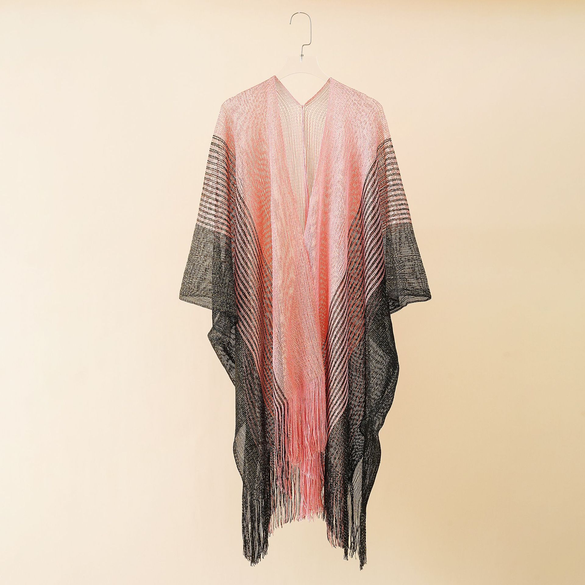 Verano nuevo hueco color matching punto borla chal vacaciones blusa borla hueco playa traje de baño blusa